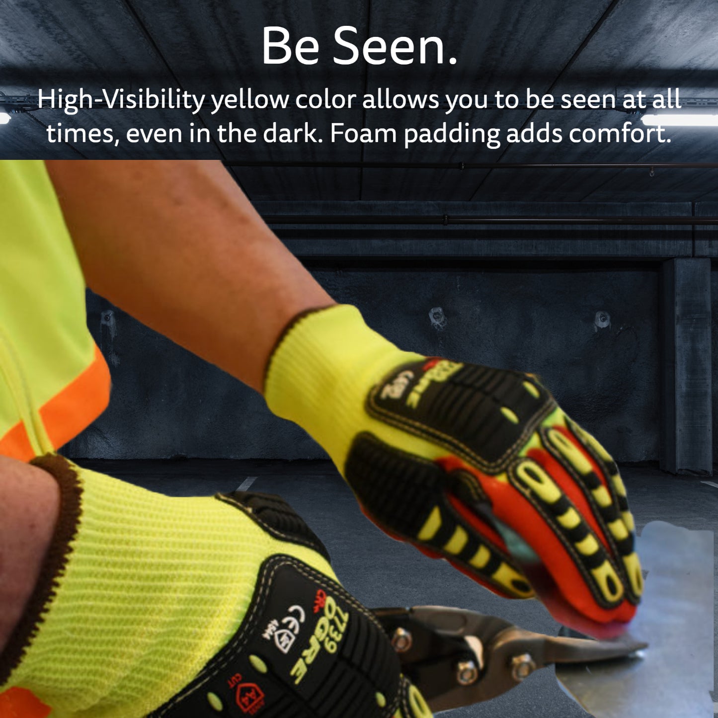 Hi-Vis Yellow Cut-Resistant Gloves, ANSI Cut Level A5