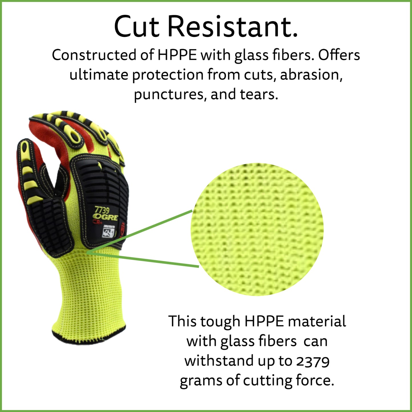 Hi-Vis Yellow Cut-Resistant Gloves, ANSI Cut Level A5