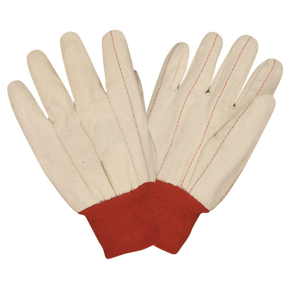 Poly/Cotton Gloves, Red Knit Wrist, Large, 12-Pack