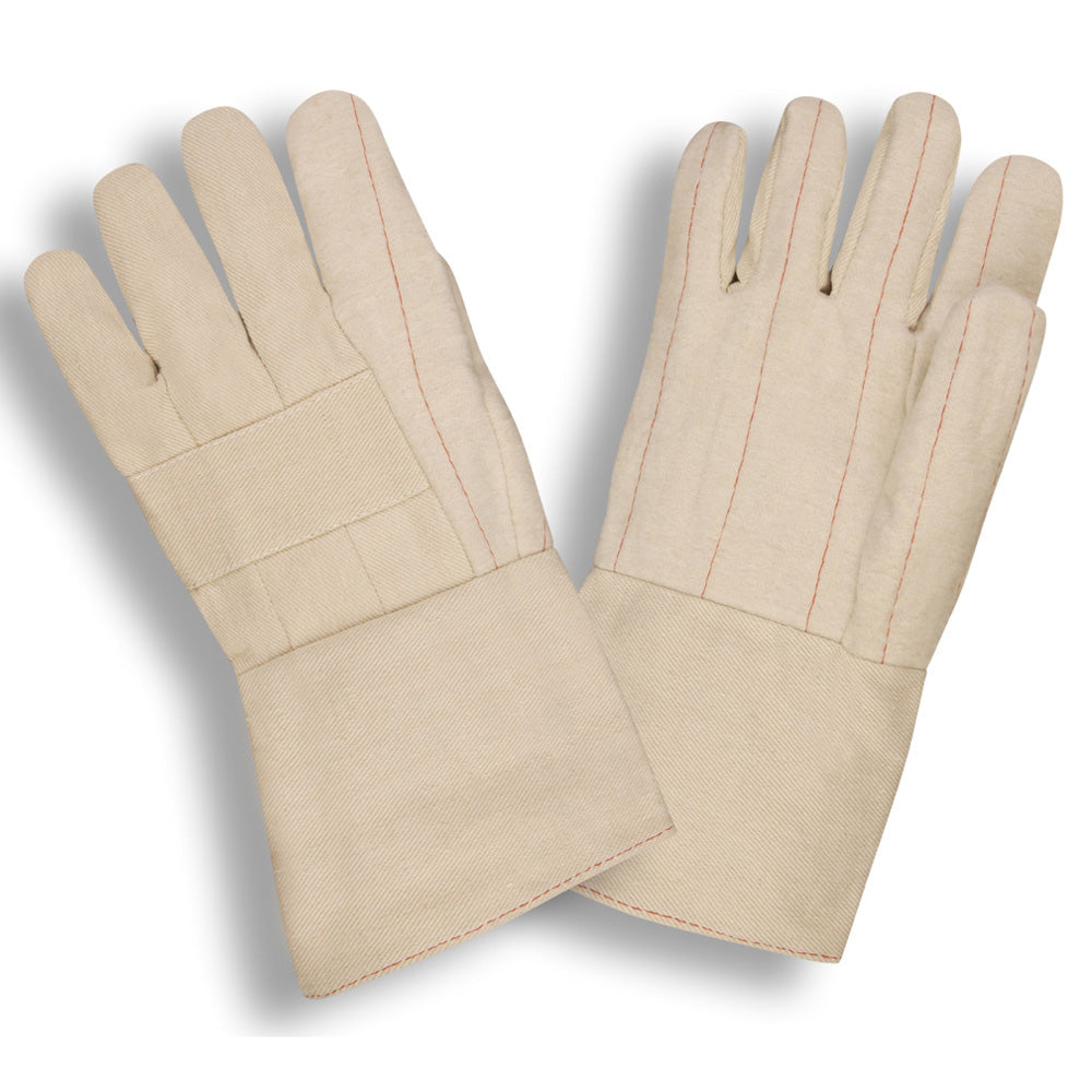 Hot Mill Cotton Gloves with Gauntlet Cuff, 24 oz., Large, 12-Pack