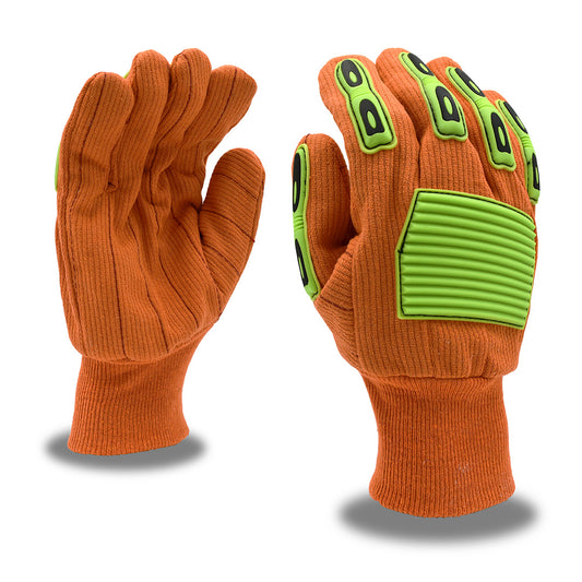 High-Visibility, Cotton Impact Gloves, Large, 12-Pack