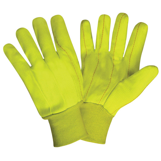 High-Visibility Lime, Poly/Cotton Gloves, Large, 12-Pack
