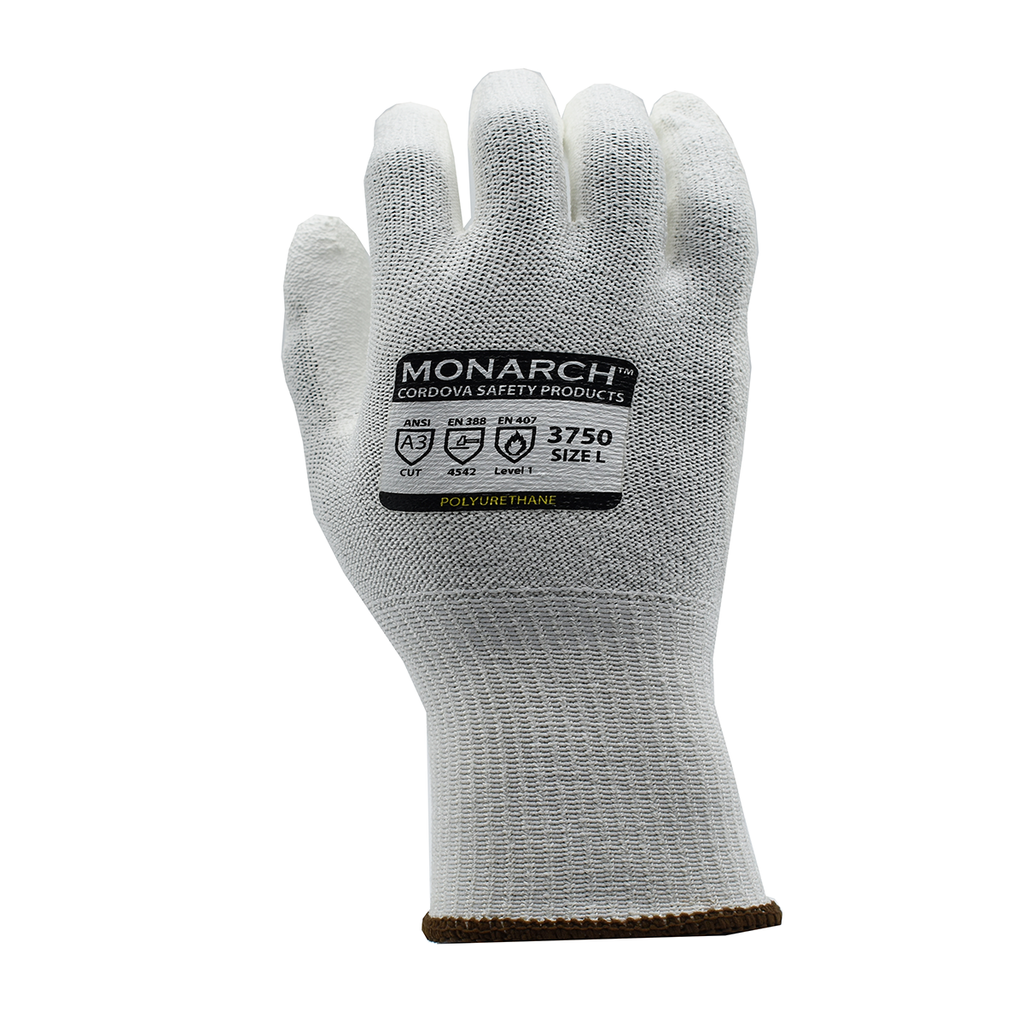 Cut-Resistant Gloves, ANSI Cut Level A3, Contact Heat Level 1, PU
