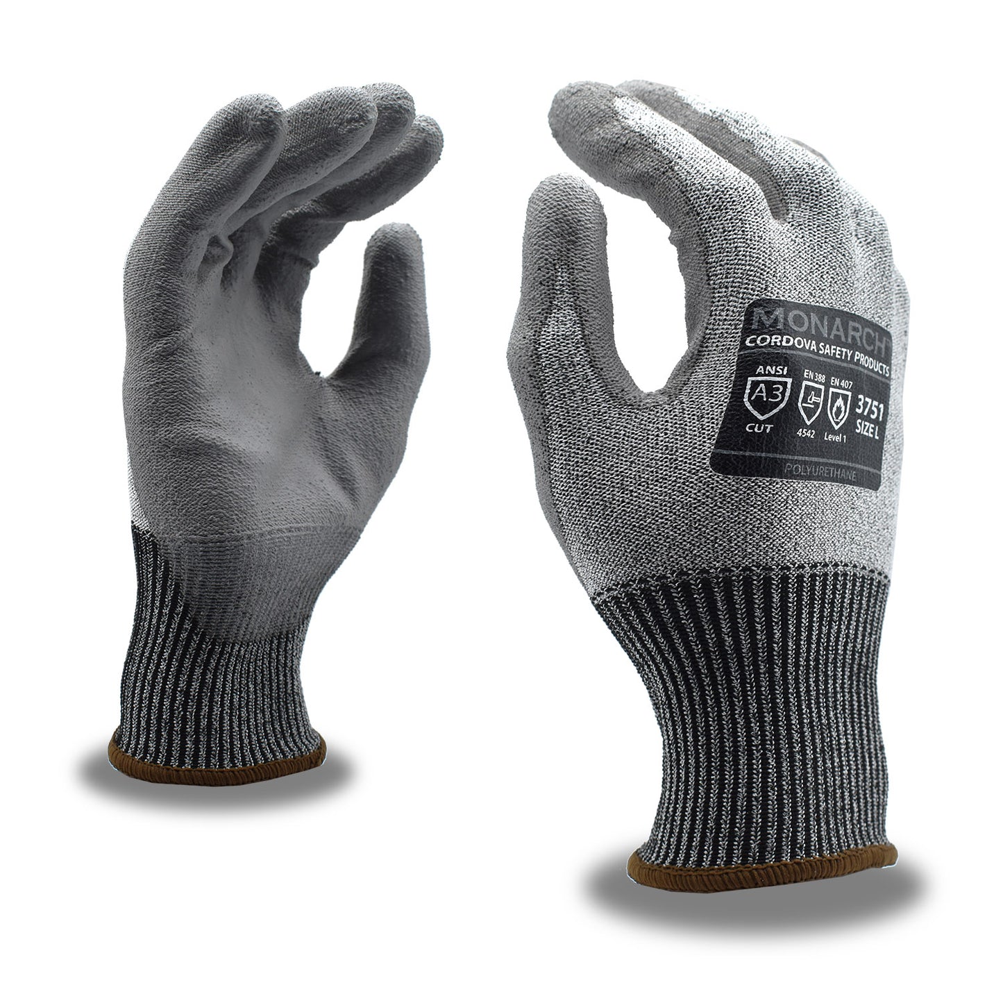 Gray Cut-Resistant Gloves, ANSI Cut Level A3, Contact Heat Level 1