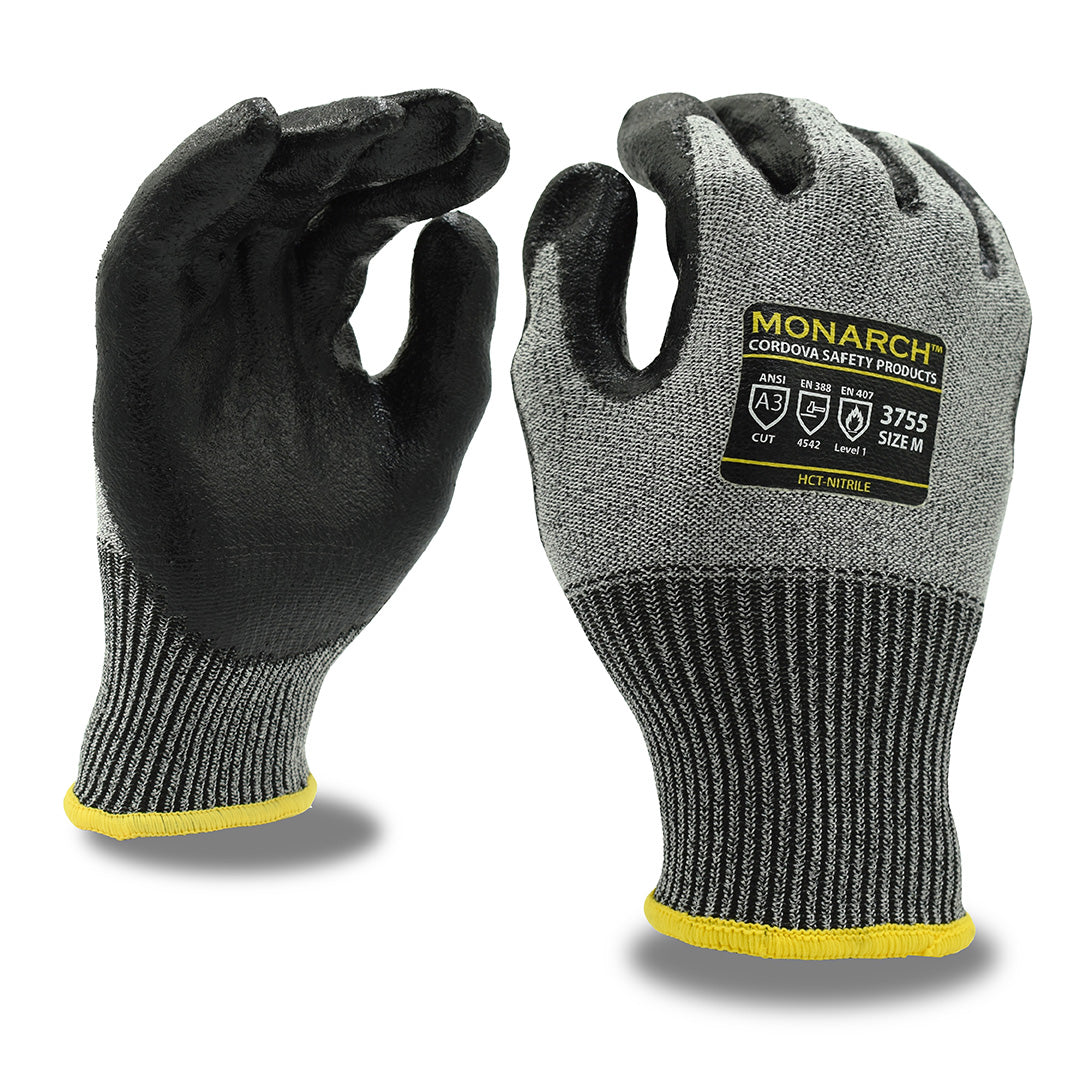 Cut-Resistant Gloves, ANSI Cut Level A3, Contact Heat Level 1, Nitrile Palm