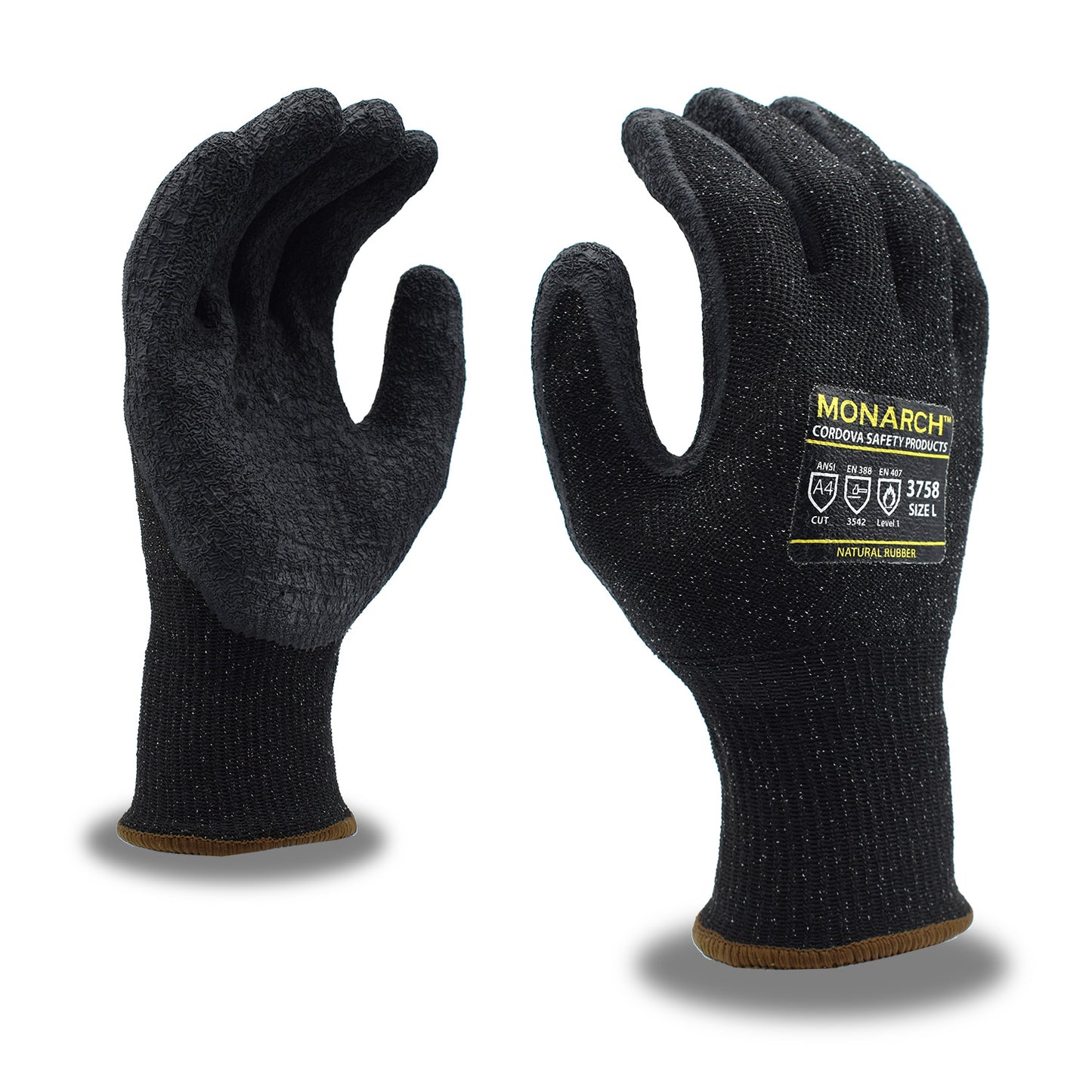 Cut-Resistant Gloves, ANSI Cut Level A3, Contact Heat Level 1, Latex Palm