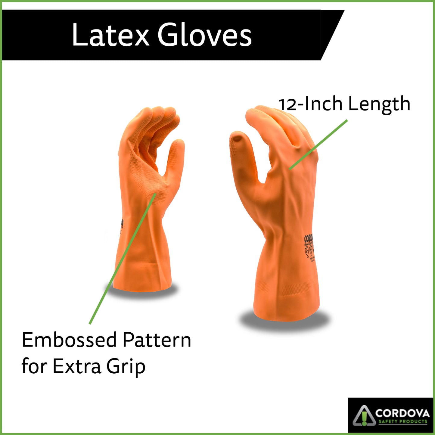 Premium Neoprene/Latex Gloves, 28-MIL, 12-Inch, 12-Pack