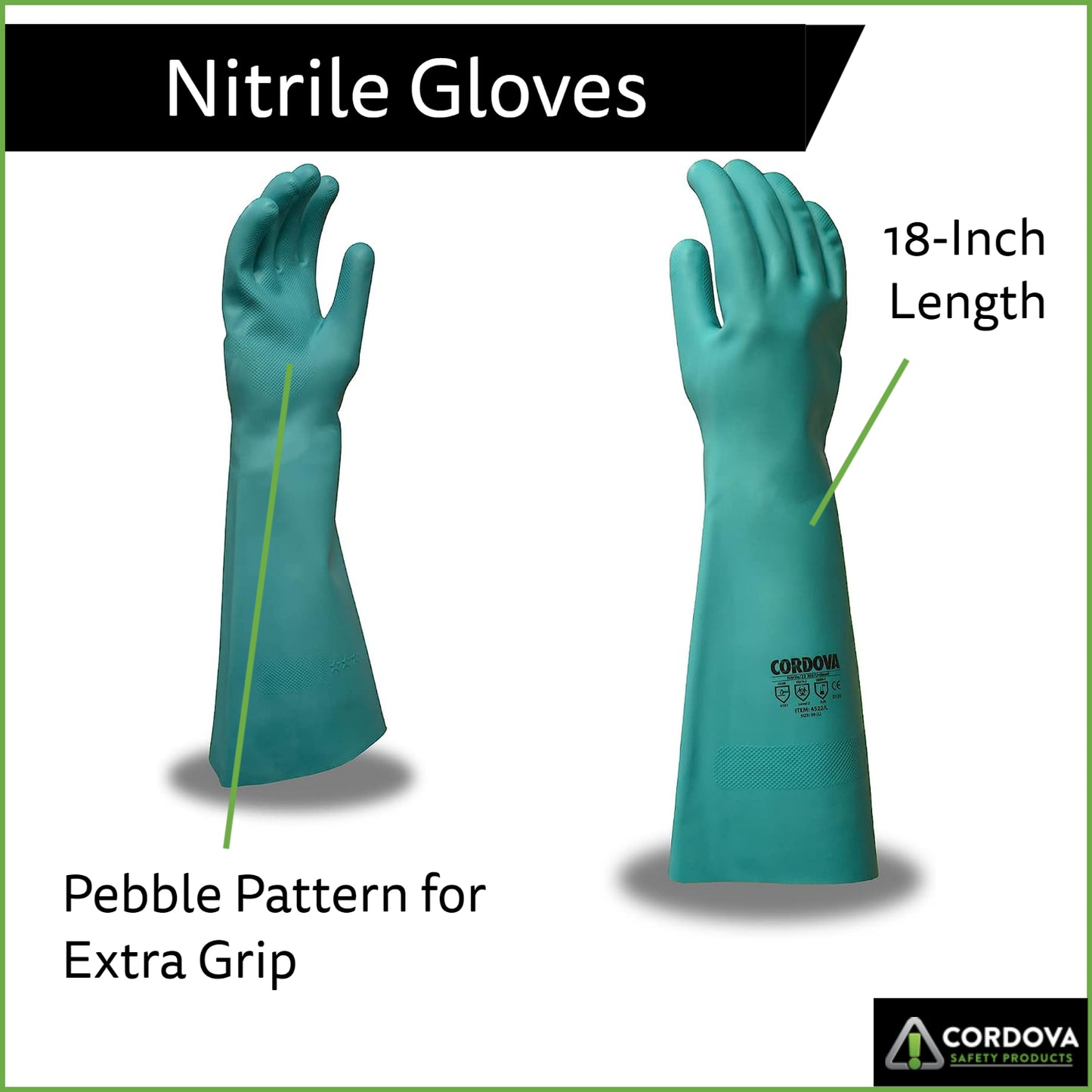 Premium Nitrile Gloves, 22-MIL, 18-Inch, 12-Pack