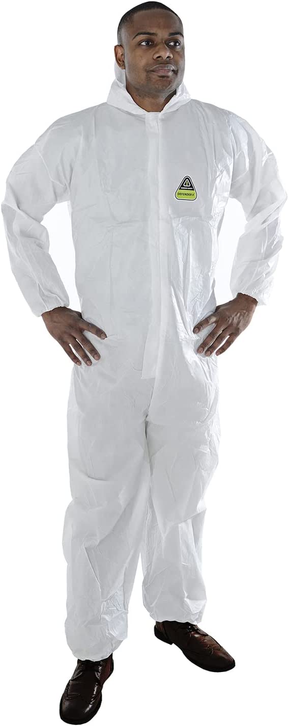 Cordova MP300 White Disposable Coveralls with Hood, Elastic, Bulk 25-Pack