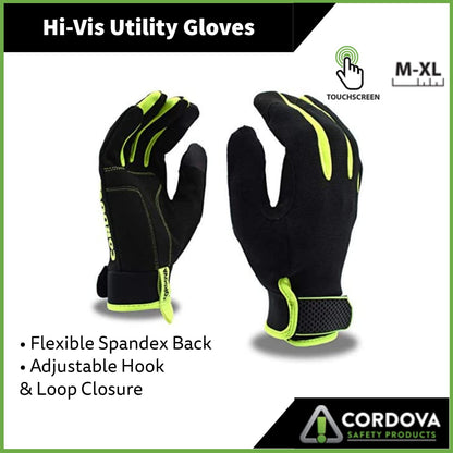 High-Visibility Work Gloves, Utility Gloves, Leather Palm