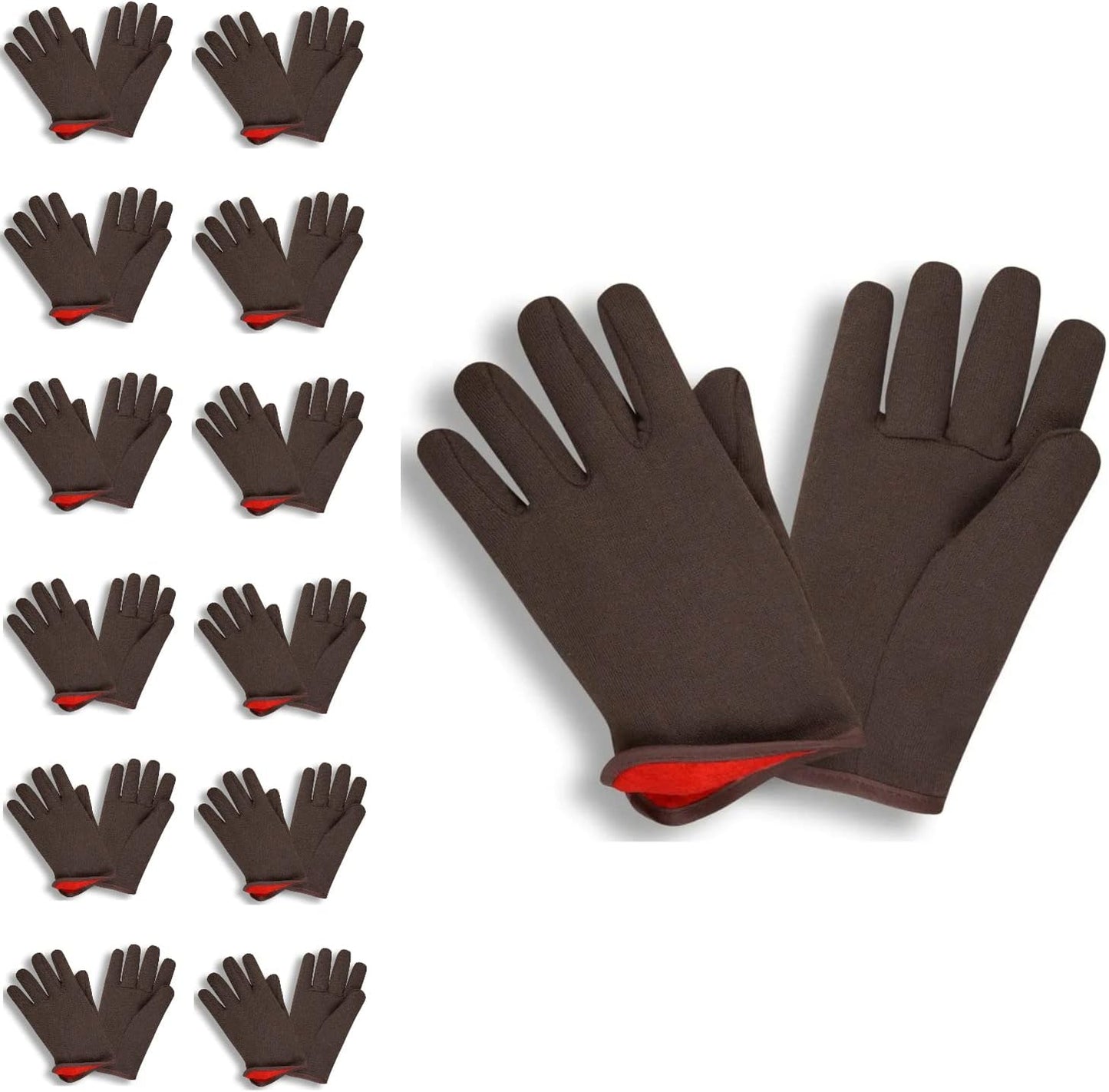 Brown Jersey Cotton Gloves, 12-Pack