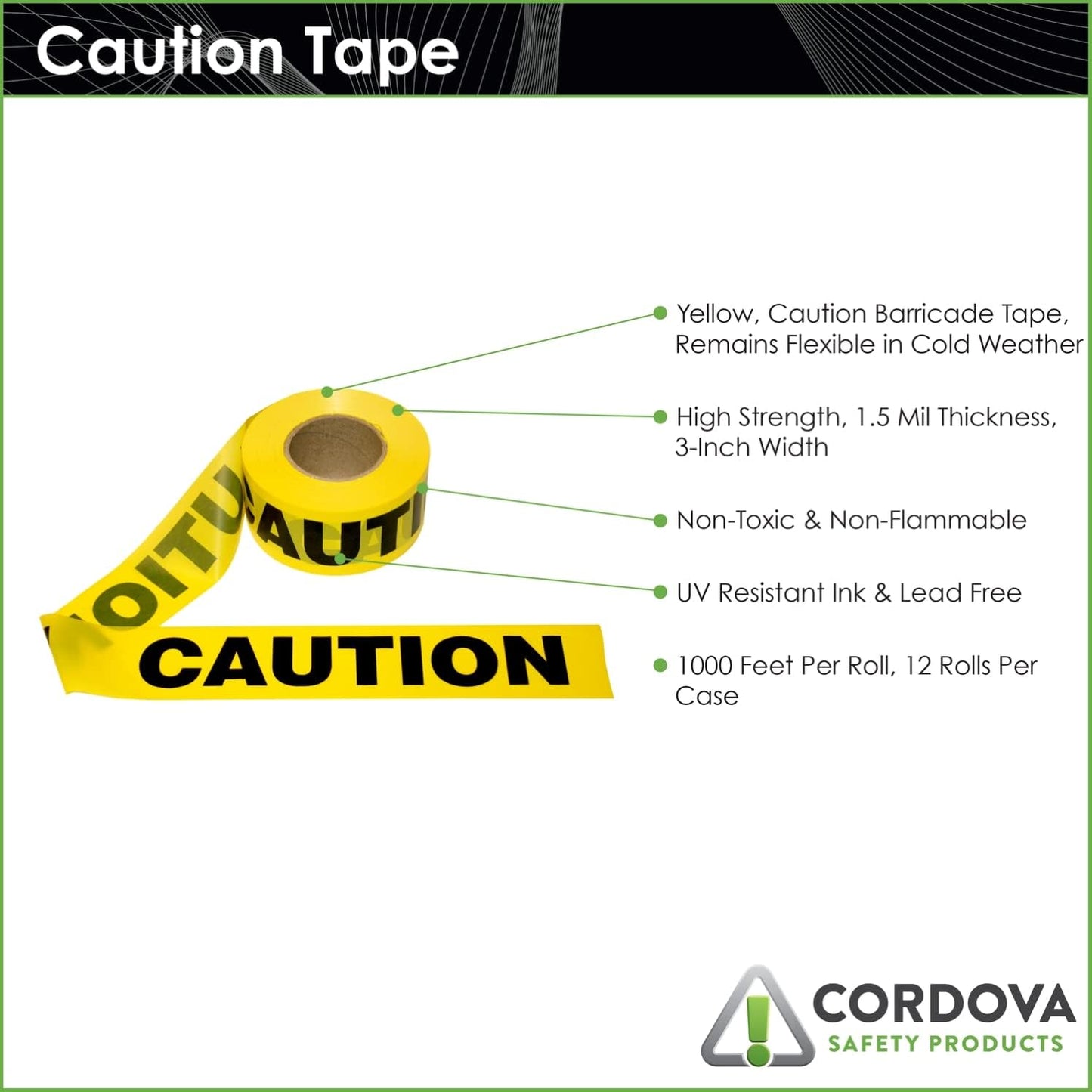 Yellow Caution Tape, Bulk 12-Pack