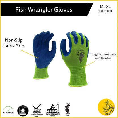 All-Purpose Fishing Gloves, Green, Bulk 10-Pack