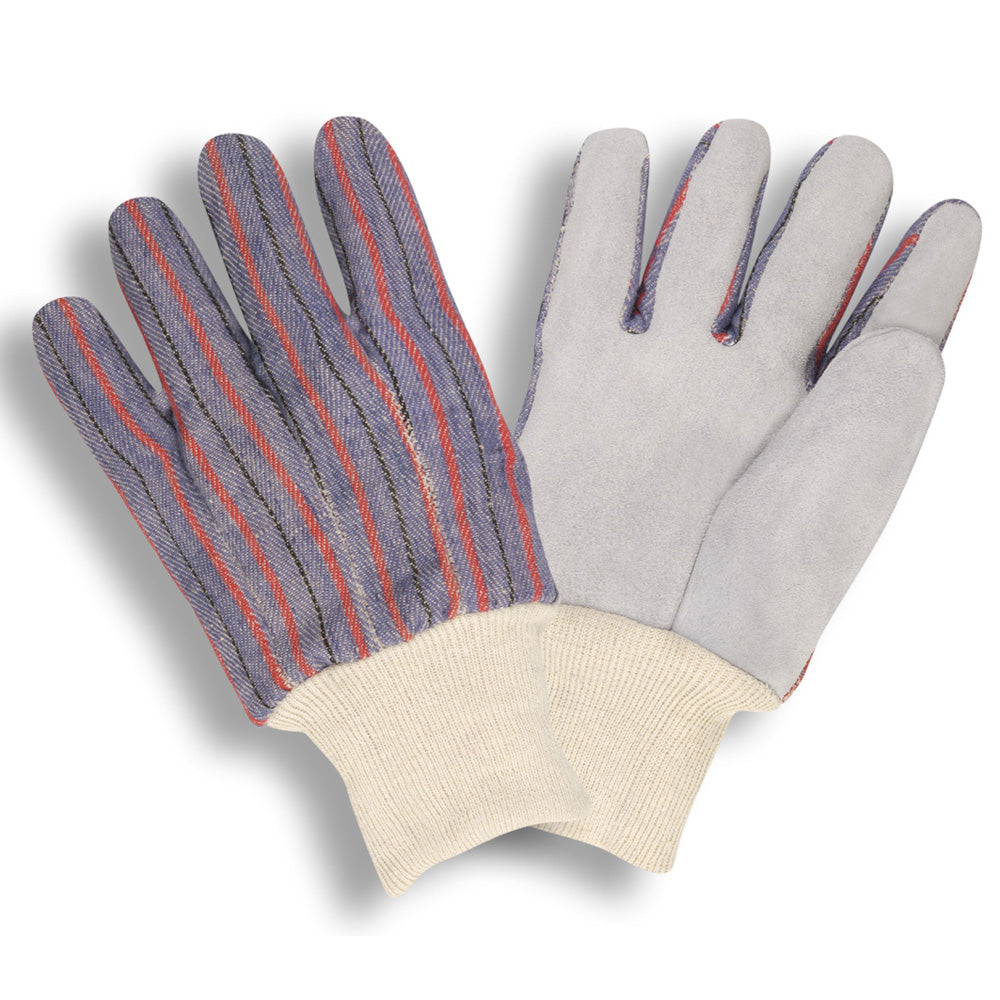Shoulder Split Leather Palm Gloves, Knit Wrist, Bulk 12-Pack