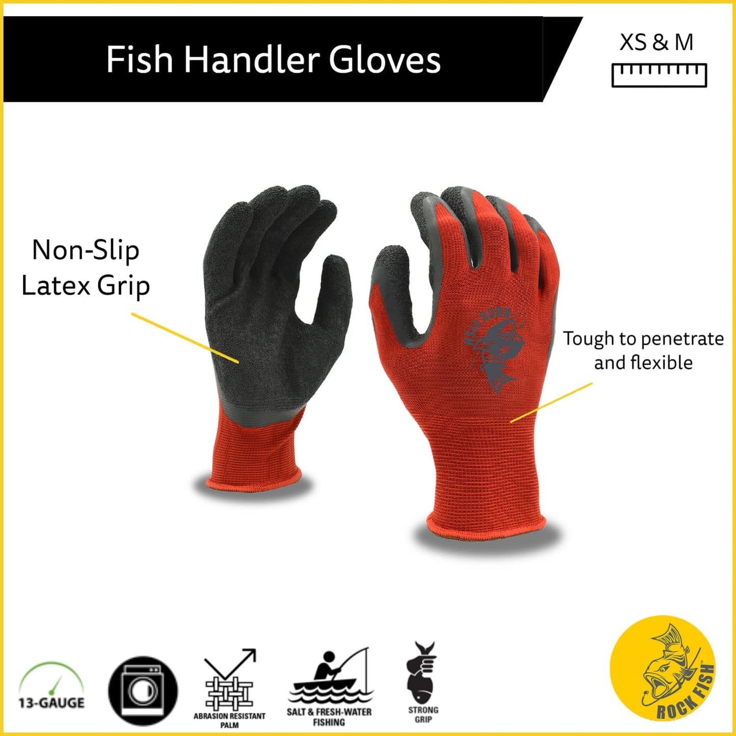 All-Purpose Fishing Gloves, Red, Bulk 10-Pack
