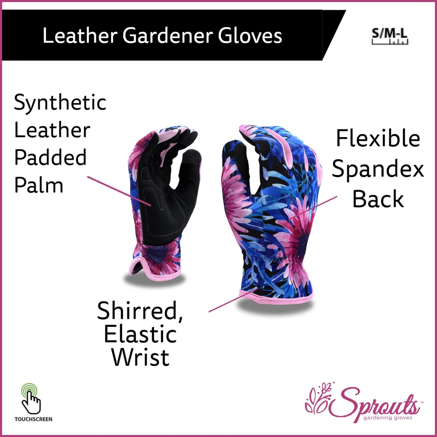 Blossom Gardening Gloves, Leather Palm