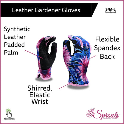 Blossom Gardening Gloves, Leather Palm