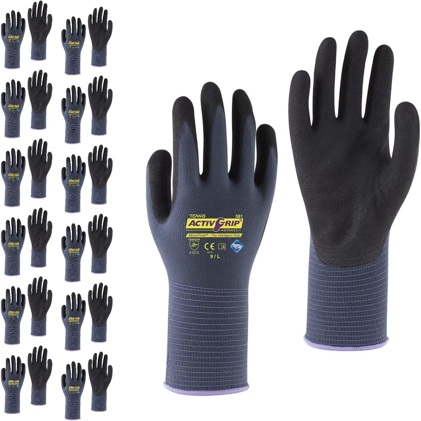Machine-Knit ActivGrip Gloves, Coated, 12-Pack