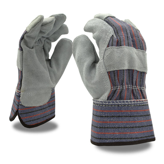 Premium Shoulder Split Palm Gloves, Striped, Bulk 12-Pack
