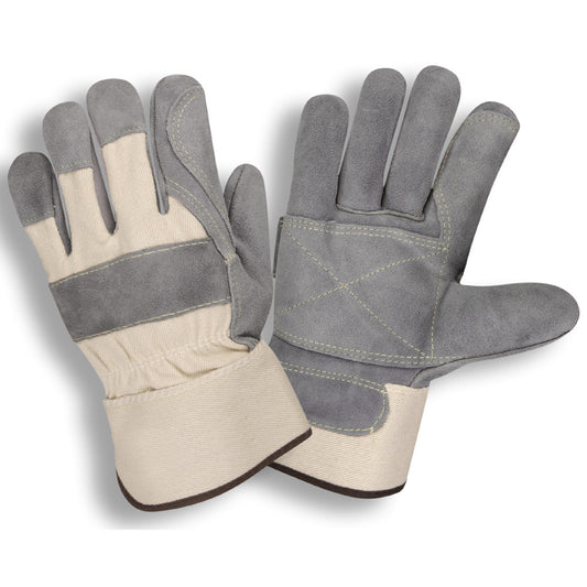 Chrome-Tanned Side-Split Leather Double Palm Gloves, Bulk 12-Pack