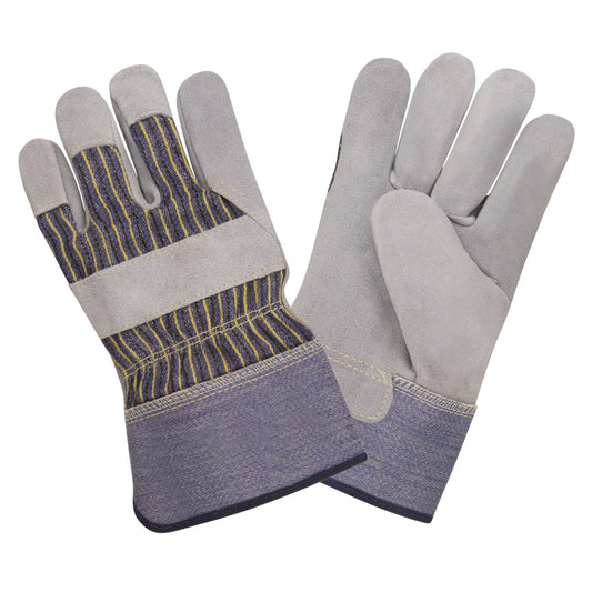 Side Split Leather Palm Gloves, Striped, Bulk 12-Pack