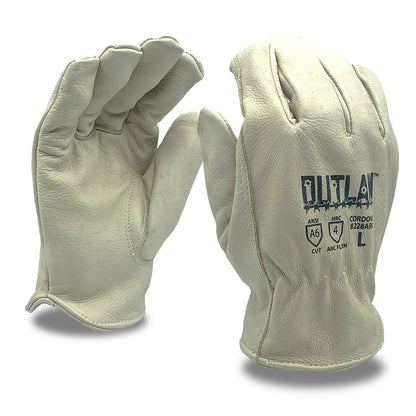 Flame-Resistant, Cut-Resistant Premium Leather Gloves, ANSI Cut level A6, HRC 4, Bulk 12-Pack