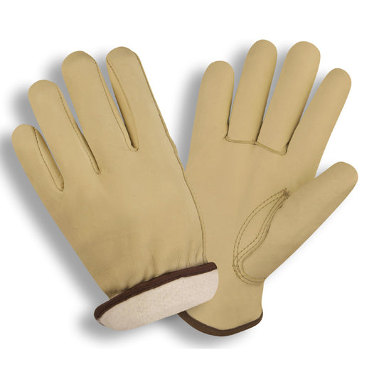 Cowhide Leather Gloves for Cold Weather, Fleece Lining, Bulk 12-Pack