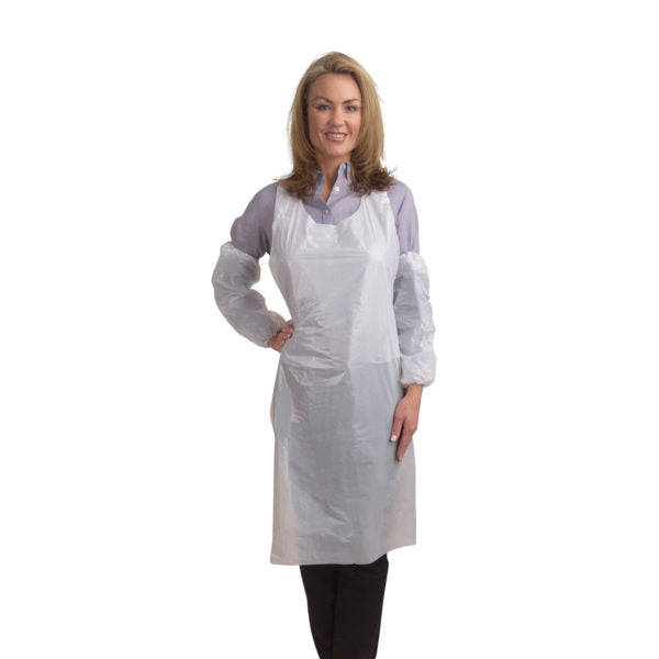 51 Inch Long Blue, 6-Mil Disposable Aprons, Bulk 10-Pack