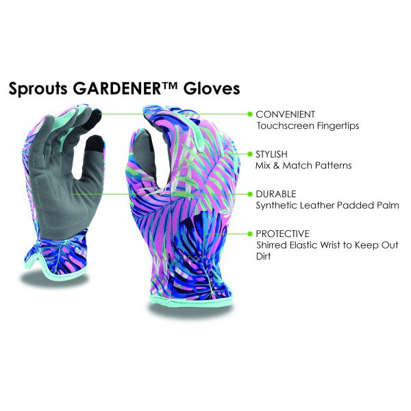 Tropical Gardening Gloves, Leather Palm