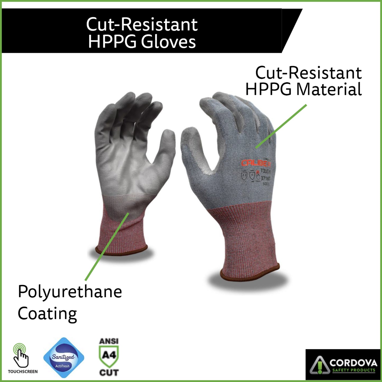 HPPG Cut-Resistant Gloves, ANSI Cut Level A4