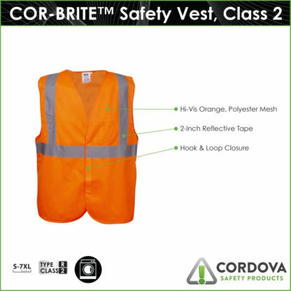 Type R, Class II, High-Visibility Mesh Safety Vest, Bulk 10-Pack