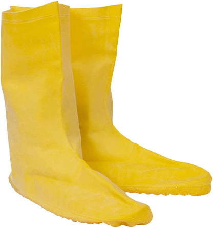 Hazmat Boots .75 MM. Natural Rubber, Yellow, Unlined, 12-Inch Length, Ribbed/Textured Sole