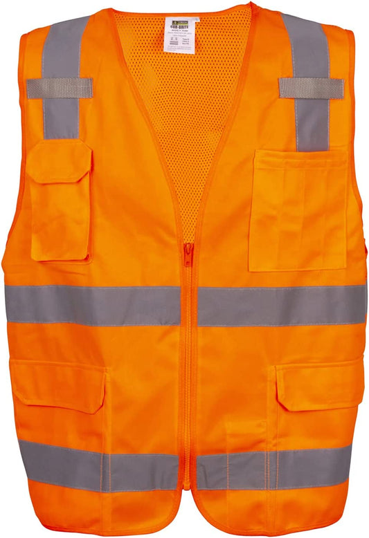 Type R, Class 2, High-Visibility Surveyor's Safety Vest, Solid and Mesh