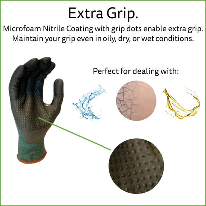 HPPG Cut-Resistant Gloves with Microfoam Nitrile Coating and Nitrile Dots, ANSI Cut Level A4