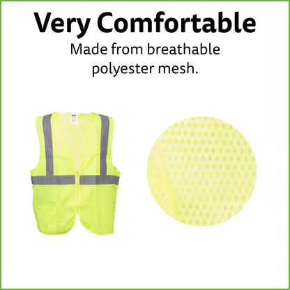 Type R, Class 2, High-Visibility Mesh Safety Vest, Chest Pockets