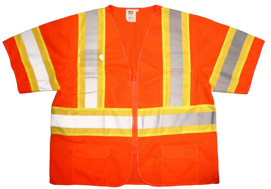 Type R, Class III, Contrasting Reflective Tape, High-Visibility Mesh Safety Vest