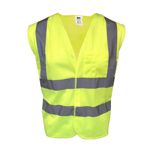Yellow Type R, Class II, Yellow Mesh Safety Vest, Reflective High-Visibility