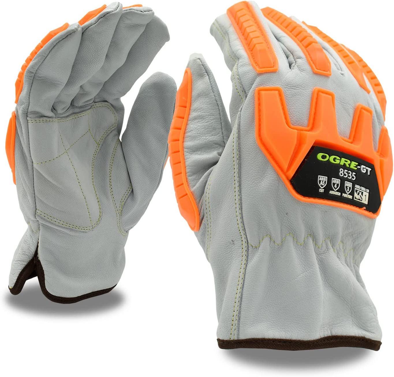 Premium Leather Impact Gloves, Cut-Resistant, High-Visibility, ANSI Cut Level A5