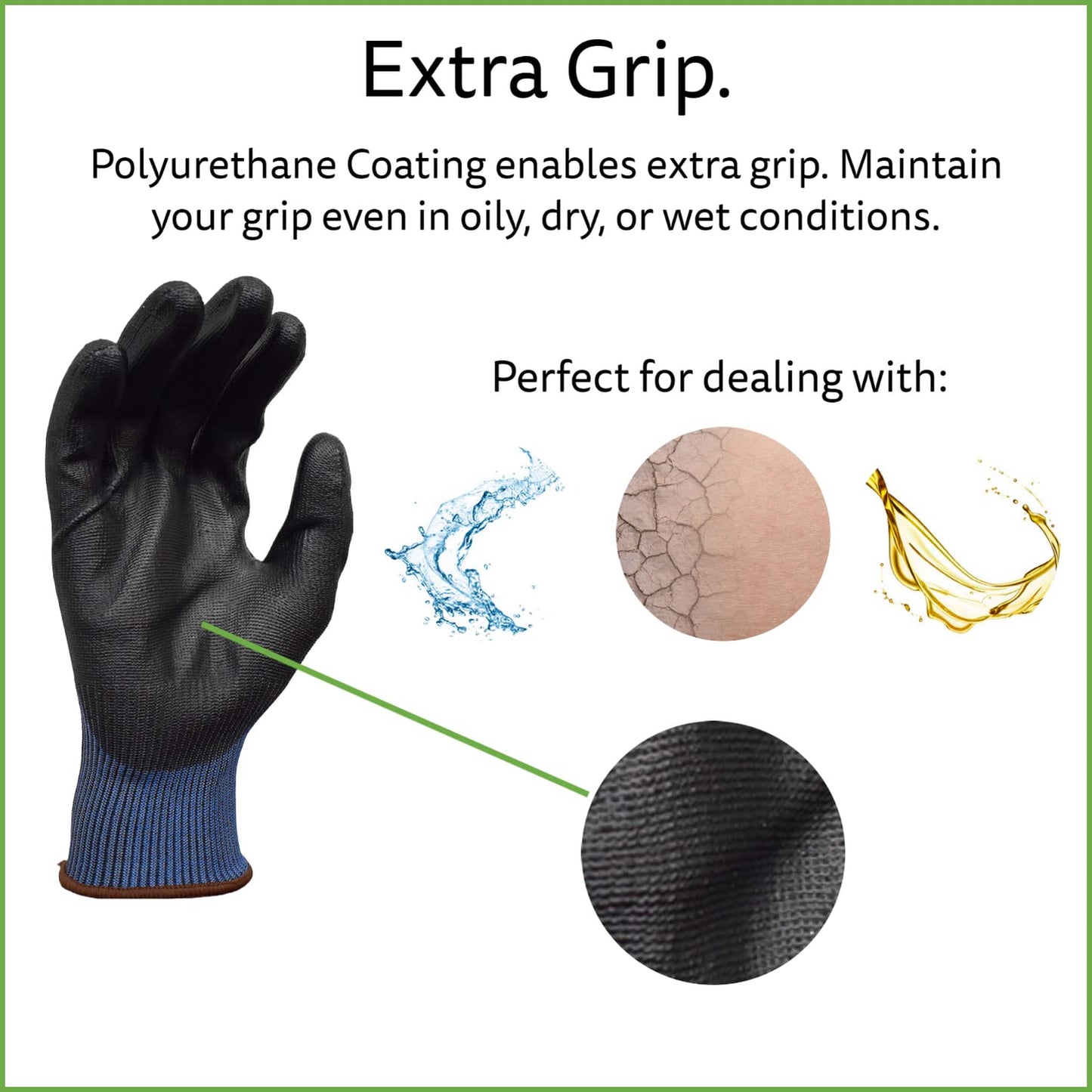 HPPG Cut-Resistant Gloves with Polyurethane Coating, ANSI Cut Level A5