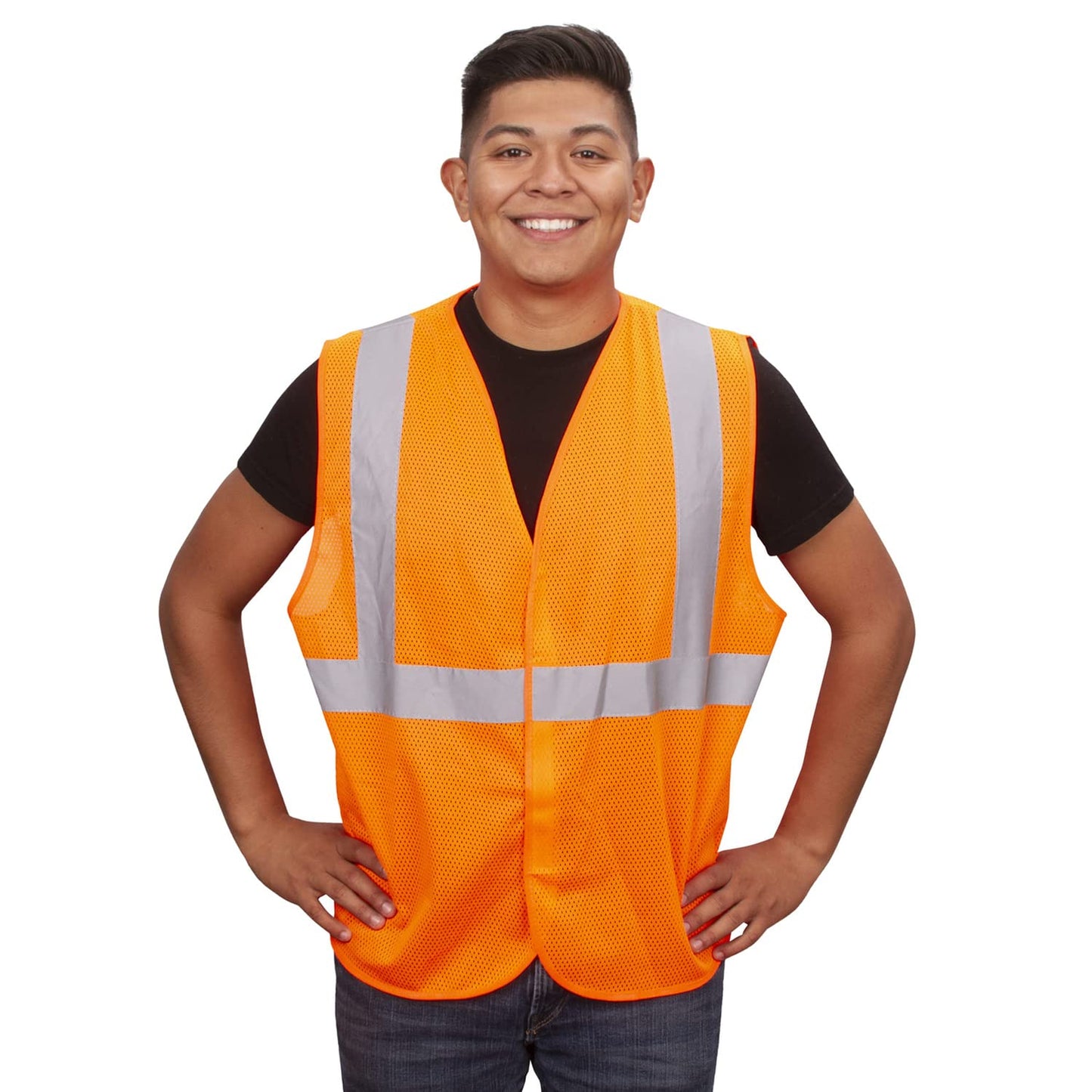 Type R, Class II, High-Visibility Mesh Safety Vest, Bulk 10-Pack