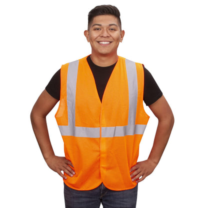 Type R, Class II, High-Visibility Mesh Safety Vest, Bulk 10-Pack