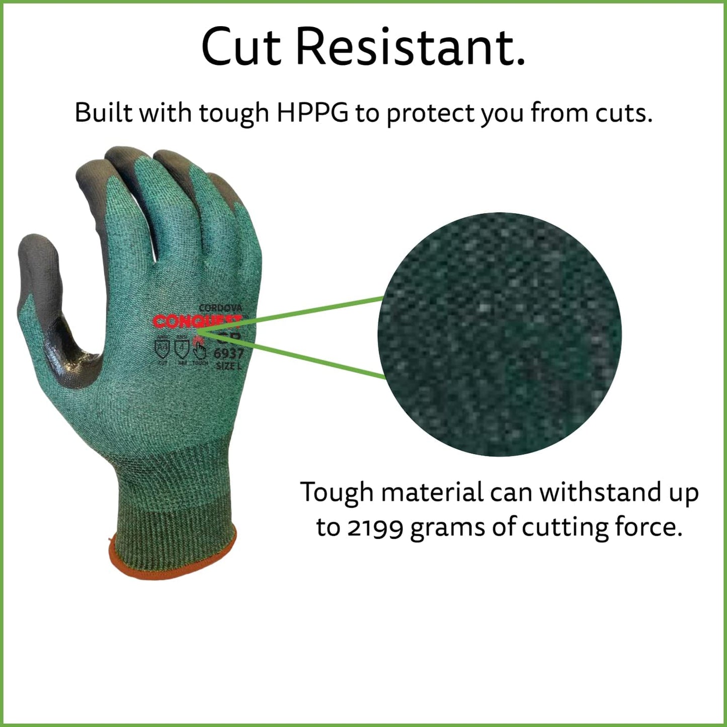 HPPG Cut-Resistant Gloves with Microfoam Nitrile Coating and Nitrile Dots, ANSI Cut Level A4