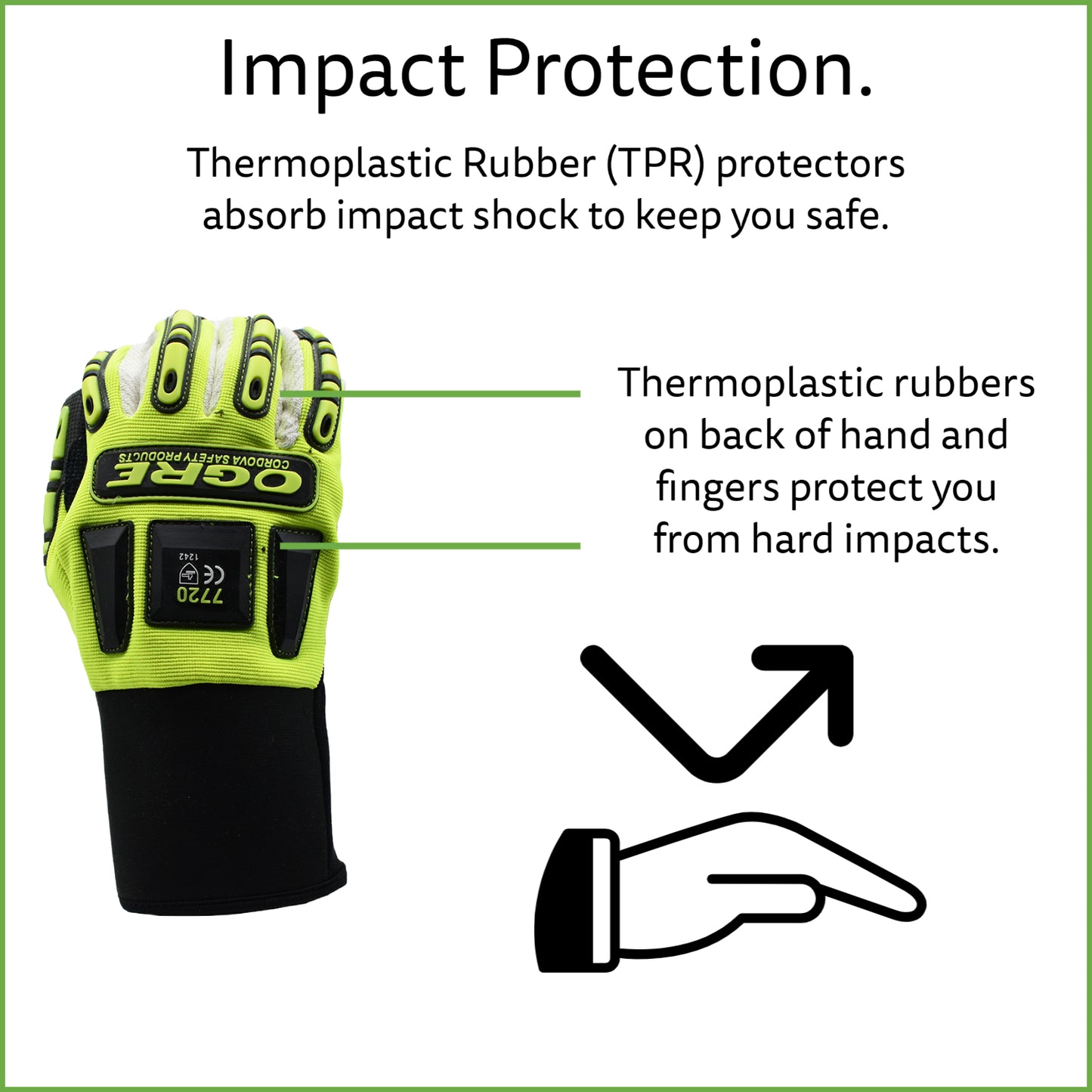 Cordova High-Visibility Impact Gloves, ANSI Cut Level A2