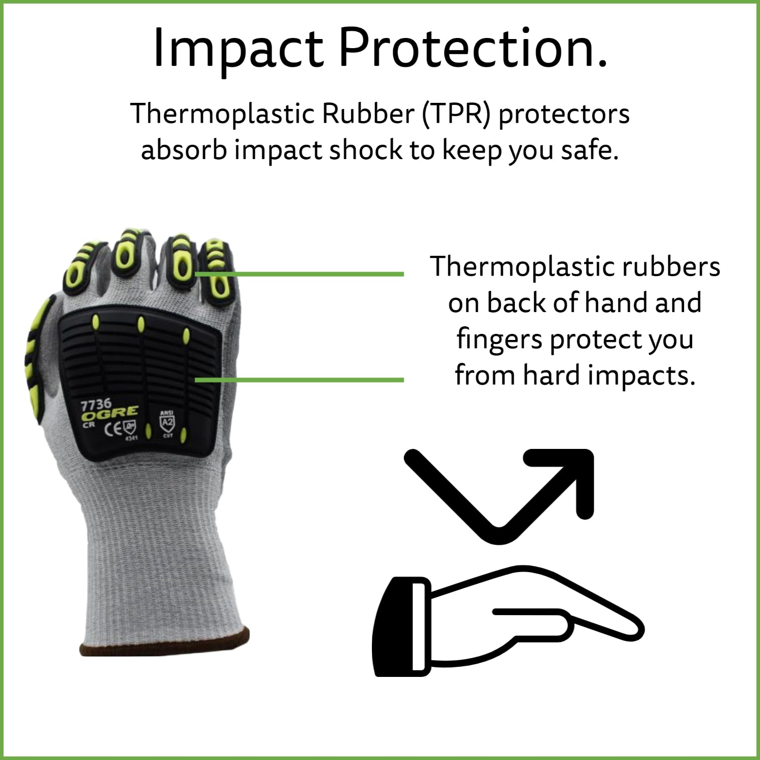 Cut-Resistant Impact Gloves, ANSI Cut Level A2