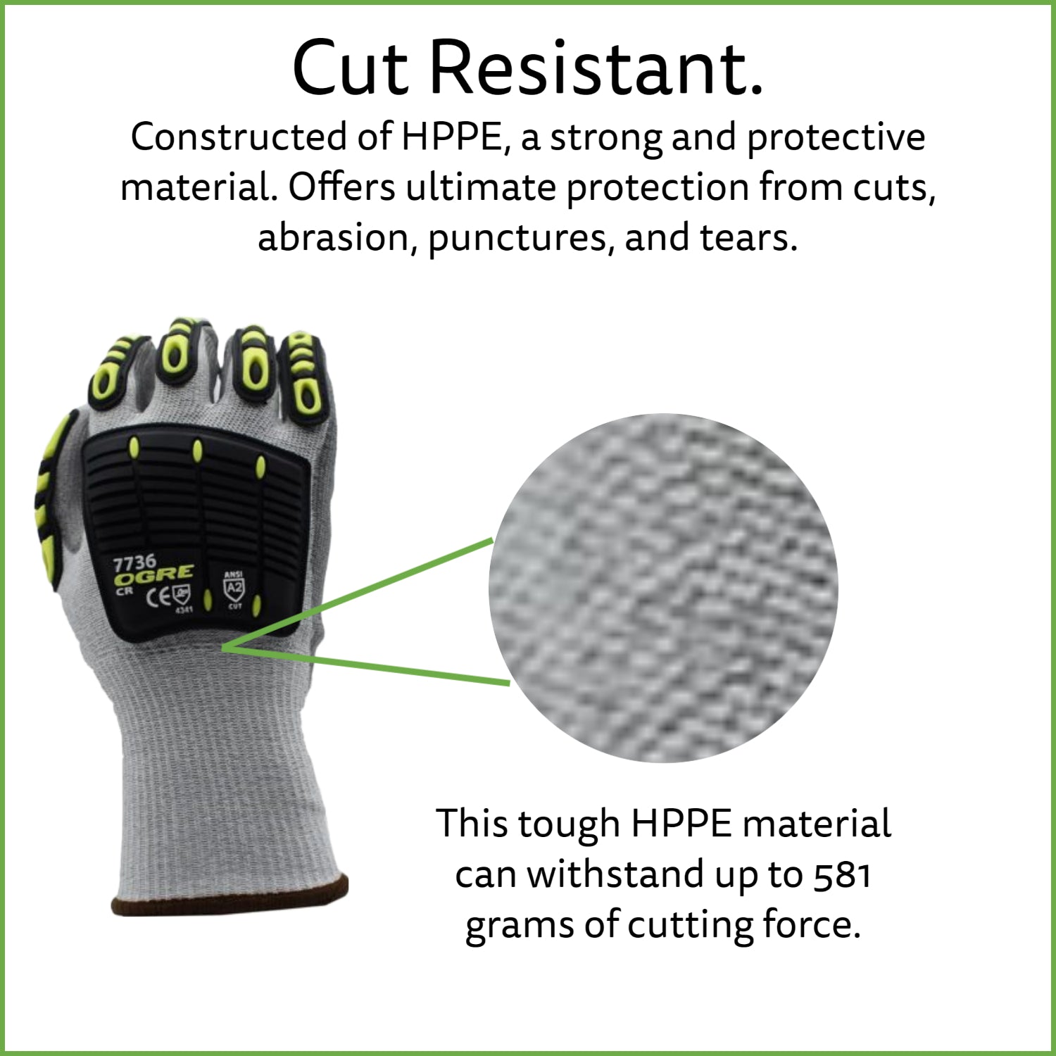 Cut-Resistant Impact Gloves, ANSI Cut Level A2