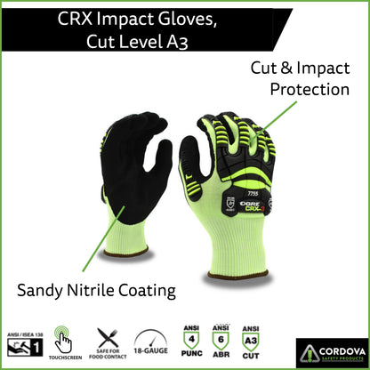 Impact Gloves, Cut-Resistant, ANSI Cut Level A3