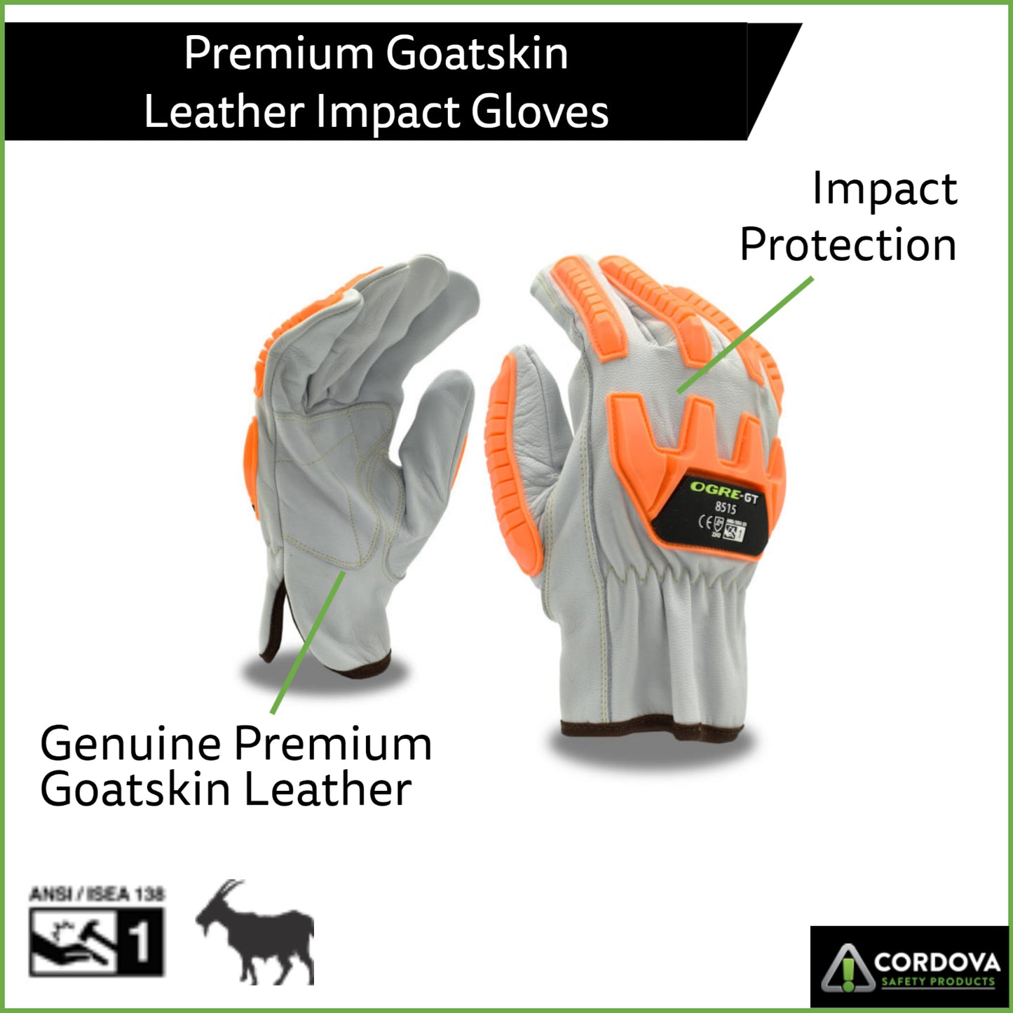 Leather Impact Gloves, ANSI Impact Level 1