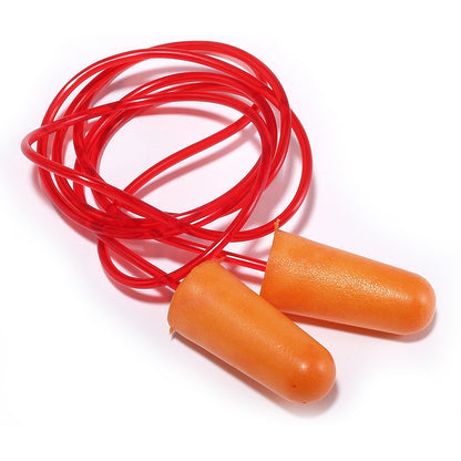 Orange Foam Ear Plugs, PU, Corded, NRR 33 Db, 100-Pack