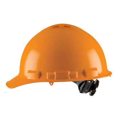Cap-Style Hard Hat, 4-Point Ratchet Suspension, Class E and G, Vented, OSHA Approved Hard Hat
