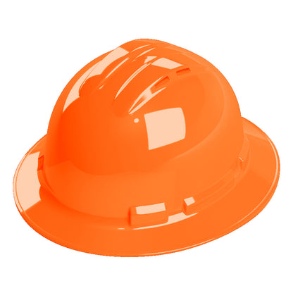 Full-Brim Style Hard Hat, 4-Point Ratchet Suspension, Class E and G, Vented, OSHA Approved Hard Hat